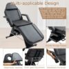 Massage Salon Tattoo Chair With Two Trays Esthetician Bed With Hydraulic Stool, Multi-Purpose 3-Section Facial Bed Table, Adjustable Beauty Barber Spa Beauty Equipment - Black - Image 4