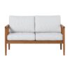 Contemporary Cushioned Eucalyptus Wood Patio Loveseat - Brown - Image 3
