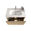 Etna - Striped Natural Oak Bathroom Vanity With White Ceramic Sink, Wall Mounted Floating Bathroom Vanity For Modern Bathroom, One-Piece White Basin Without Drain - White / Oak - Image 7
