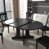 Dining Table For Farmhouse Kitchen Expandable Oval Table Top With Removable Leaf Trestle X Shaped Base - Black - Image 4