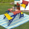 Multi Functional Kid's Arm Chair Table 2 Benches Set Easy To Clean - Colorful - Image 2