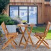 3 Piece Acacia Bistro Set, Folding Patio Furniture For Garden Backyard Balcony Porch With 1 Coffee Table And 2 Foldable Chairs - Light Brown - Image 15