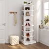 New 360 Rotating Shoe Cabinet 7 Layers Holds Up To 28 Paris Of Shoes - White - Image 5