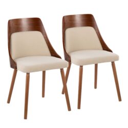 Anabelle - Mid-Century Modern Chair (Set of 2) - Cream / Walnut
