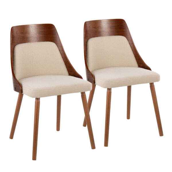 Anabelle - Mid-Century Modern Chair (Set of 2) - Cream / Walnut