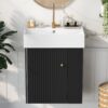 Modern Floating Bathroom Vanity With Ceramic Basin, Perfect For Small Bathrooms, Right Side Storage - Black - Image 4