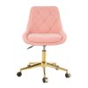 Modern Teddy Fleece Fabric Living Room Furniture Dining Chair With Gold Legs, Soft And Comfortable, Adjustable, Space Saving - Pink - Image 10