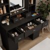 43.31" Newly Designed Smart Mirror Dressing Table With Drawers And Storage Cabinet, Dressing Table With Dressing Pad For Bedroom, Dressing Room - Black - Image 3