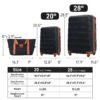 Hardshell Luggage Sets 2 Pieces + Bag Spinner Suitcase With Tsa Lock Lightweight 20" / 28" - Black / Brown - Image 5