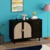 2 Door, 3 Drawer Cabinet, Suitable For Bedroom - Black - Image 5