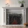 Mariella - Traditional Floral Iron Fireplace Screen With Ornate Design - Black / Brushed Silver - Image 3