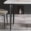 63" Modern Artificial Stone White Curved Black Metal Leg Dining Table, 6 People - White - Image 8