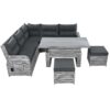 Outdoor Furniture Set Patio Rattan Furniture Set With An Adjustable Table, Recliners With Extendable Side Tables, And 2 Ottomans For Patio, Lawn, Backyard, Pool - Gray - Image 15