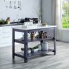 Enapay - Marble Top Top Kitchen Island - Gray - Image 4