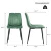 Indoor Velvet Dining Chair, Modern Kitchen Dining Chair With Cushion Back, Upholstered Side Chair With Black Coated Metal Legs, Family Kitchen Dining Room And Living Room (Set of 4) - Green - Image 3