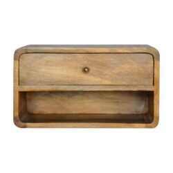 Floating Curve Open Slot Nightstand - Oak