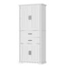 Elegant Multi Functional Storage Cabinet With Slide Rail Drawers, Adjustable Shelves - White - Image 11