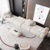Modern Oversized Modular Sectional Sofa, Sparkling Fabric Soft Cushion Sofa With 6 Pillows, 6 Pieces Diy Combination Tufted Sofa, No Assembly Required - Beige - Image 12