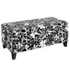 Luxury Storage Ottoman With Floral Patterned Fabric, Soft Close Hinges, Multi Functional Footrest & Seat - Black Floral / White - Image 17