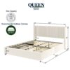 Anna - Queen Patented 2 Drawer Storage Bed, Upholstered Wingback - Ivory Velvet - Image 11
