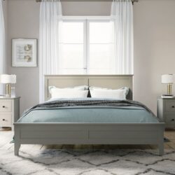 Queen Modern Solid Wood Platform Bed - Gray