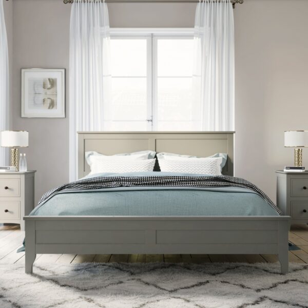 Queen Modern Solid Wood Platform Bed - Gray