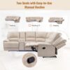 Modern Manual Reclining Living Room Furniture Set With USB Ports, Hidden Storage, Led Light Strip And 2 Cup Holders - Cream - Image 4