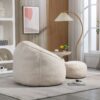 Bedding Bean Bag Sofa Chair High Pressure Foam Bean Bag Chair Adult Material With Padded Foam Padding Compressed Bean Bag With Footrest - Beige - Image 7