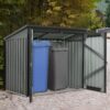 Garbage Bin Shed Stores 2 Trash Cans Metal Outdoor Bin Shed For Garbage Storage, Stainless Galvanized Steel, Bin Shed For Garden Yard Lawn - Black - Image 2