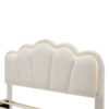 Full Size Upholstered Flower-Shape Bed, Elegant Flowers Headboard With LED Light Strip, Sherpa Fabric Platform Bed With Slats Support - White - Image 10