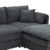 Chenille Modular Sectional Sofa, U Shaped Cloud Couch Set With Double Cushions, 6 Seat Sleeper Sofa Bed With Ottomans, Oversized Indoor Furniture - Dark Gray - Image 6