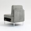 Modular Sectional Sofa Armless Seat Module, Corduroy Sectional Couch, Single Couch Modular Armless Accent Chair With Back Cushion - Gray - Image 5