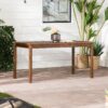Contemporary Slat Top Acacia Wood Outdoor Dining Table - Dark Brown - Image 4