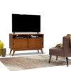 Draper - Mid Century Tall TV Media Stand - Teak Brown - Image 8