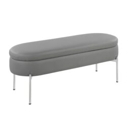 Chloe - Contemporary / Glam Storage Bench - Chrome / Gray