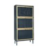 3 Door Metal Shoe Rack, Freestanding Modern Shoe Storage Cabinet With Metal Rattan, Particle Board For Entryway - Blue Gray - Image 7