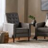 Macedonia - Mid Century Modern Button Tufted Fabric Recliner - Slate - Image 7