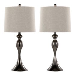 Ashland - Contemporary Table Lamp (Set of 2) - Gun - Light Gray Slub
