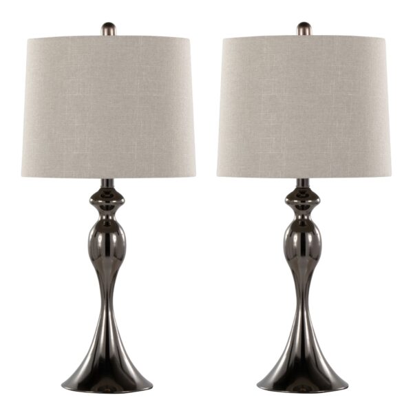 Ashland - Contemporary Table Lamp (Set of 2) - Gun - Light Gray Slub