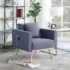 Easton - Linen Fabric Chair With USB Charging Ports Pockets And Pillows - Dark Gray - Image 5