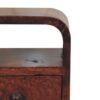 Extra Mini Curve Open Slot Bedside Table - Chestnut - Image 6