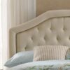 Queen & Full Size Headboard With Diamond Tufting And Nailhead Trim - Beige - Image 5