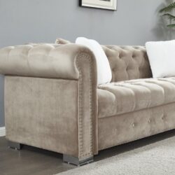 Reversible Sectional Sofa 4 Seater Oversized Convertible L Shaped Couch Velvet Sofa Couch - Light Camel