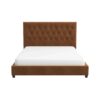 Donald - Mid-Century Modern Velvet Platform Bed Queen - Cognac - Image 2