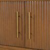 TV Stand With Vertical Slatted Doors And Sliding Panels, Solid Wood Legs - Brown - Image 12