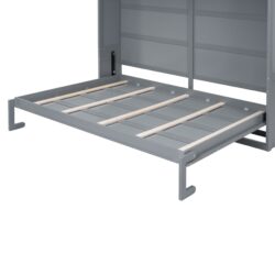 Full Size Murphy Wall Bed With Top Cabinets Space Saving - Gray