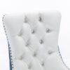 Nikki - Modern, High-End Tufted Solid Wood Contemporary And Velvet Upholstered Dining Chair With Wood Legs Nailhead Trim (Set of 2) - White / Light Blue - Image 8