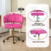 Velvet Home Office Desk Chair, Modern Cute Computer Chair, Wheels Swivel Height Adjustable Task Chair - Rose Red - Image 7