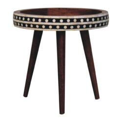 Small Patterned Nordic Style End Table - Caramel