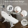Massage Salon Tattoo Chair With Two Trays Esthetician Bed With Hydraulic Stool, Multi-Purpose 3-Section Facial Bed Table, Adjustable Beauty Barber Spa Beauty Equipment - White - Image 5